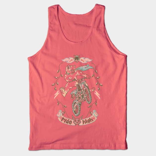 Motocross-Stitch Kitteh Tank Top by Hillary White Rabbit